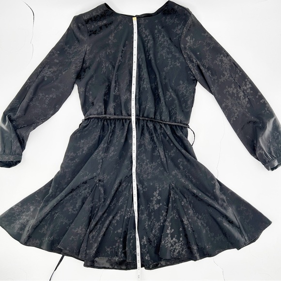 Emma & Michele Long Sleeve Tree Branch Design Black Midi Dress Size Medium - Picture 11 of 13
